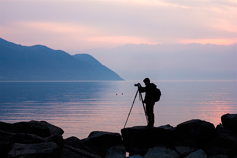 Filming a sunset