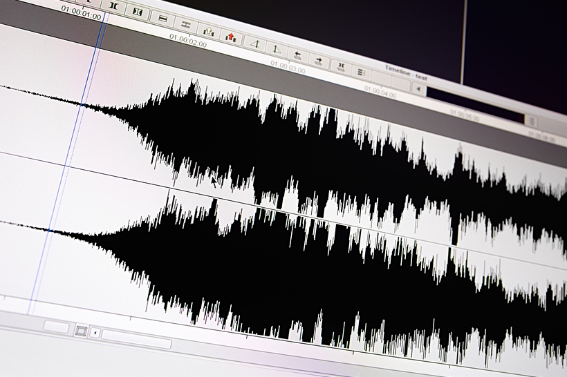 Audio waveforms on screen