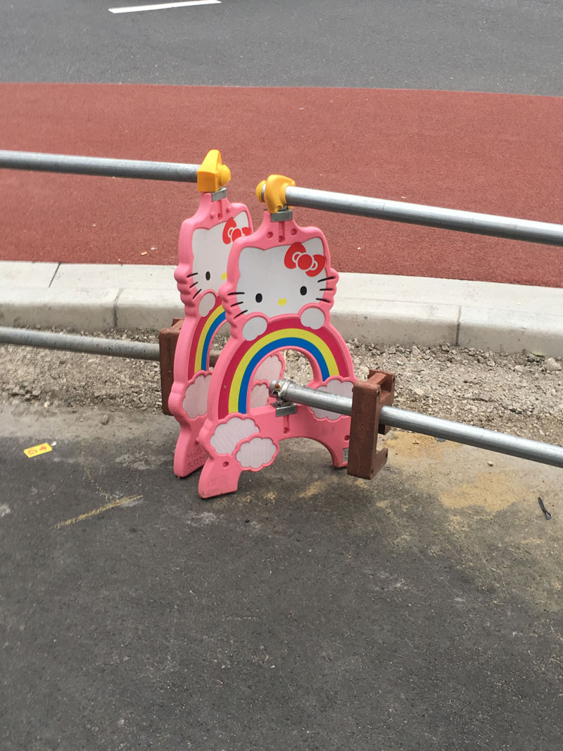 Hello Kitty Roadwork Barrier in Shinjuku