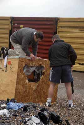 The broadcast of TV pictures from Branscombe beach which showed looters breaking into a packing case washed off the Napoli was picked up in South Africa